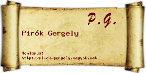 Pirók Gergely névjegykártya